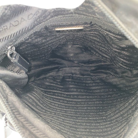 PRADA Tessuto Triangle Logo Plate Black Crossbody Bag - Picture 9 of 10